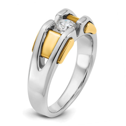 14K Bicolor Gold Herren-Ring mit 0,375 ct. Diamanten, komplett besetzt