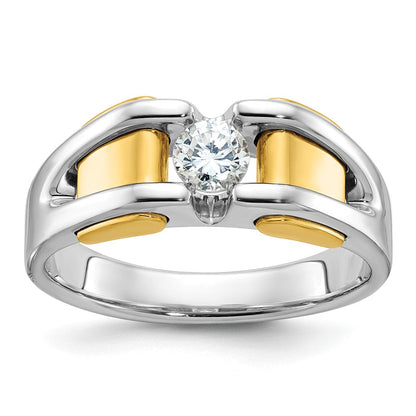 14K Bicolor Gold Herren-Ring mit 0,375 ct. Diamanten, komplett besetzt