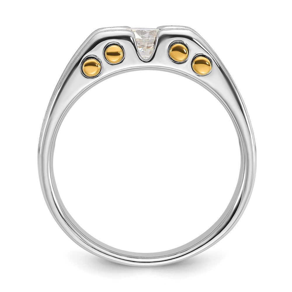 14K Bicolor 0,375 ct. Laborgezüchteter Diamant VS/SI+ G+ Poliert und Satiniert Cut-Out Solitär Herrenring