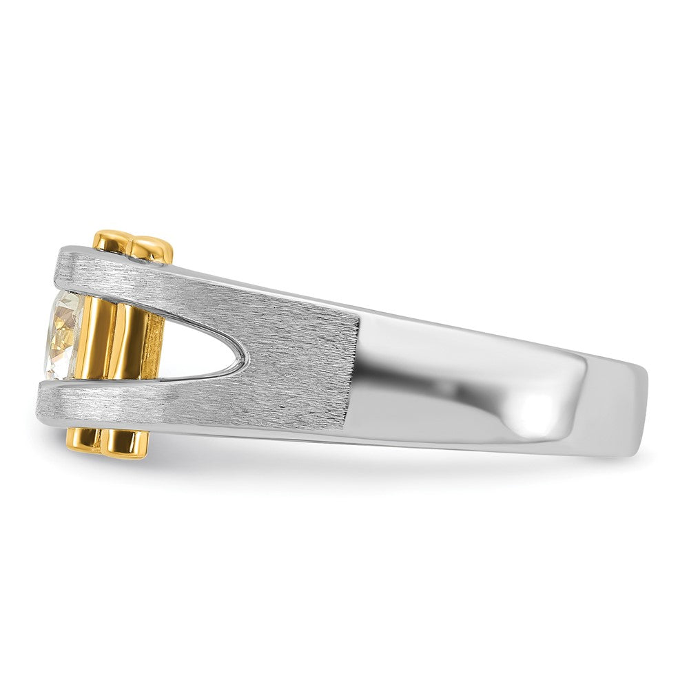 14K Bicolor 0,375 ct. Laborgezüchteter Diamant VS/SI+ G+ Poliert und Satiniert Cut-Out Solitär Herrenring