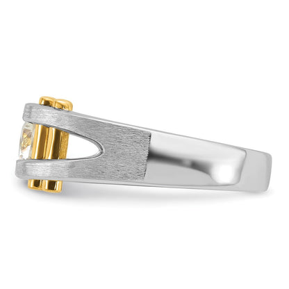 14K Bicolor 0,375 ct. Laborgezüchteter Diamant VS/SI+ G+ Poliert und Satiniert Cut-Out Solitär Herrenring