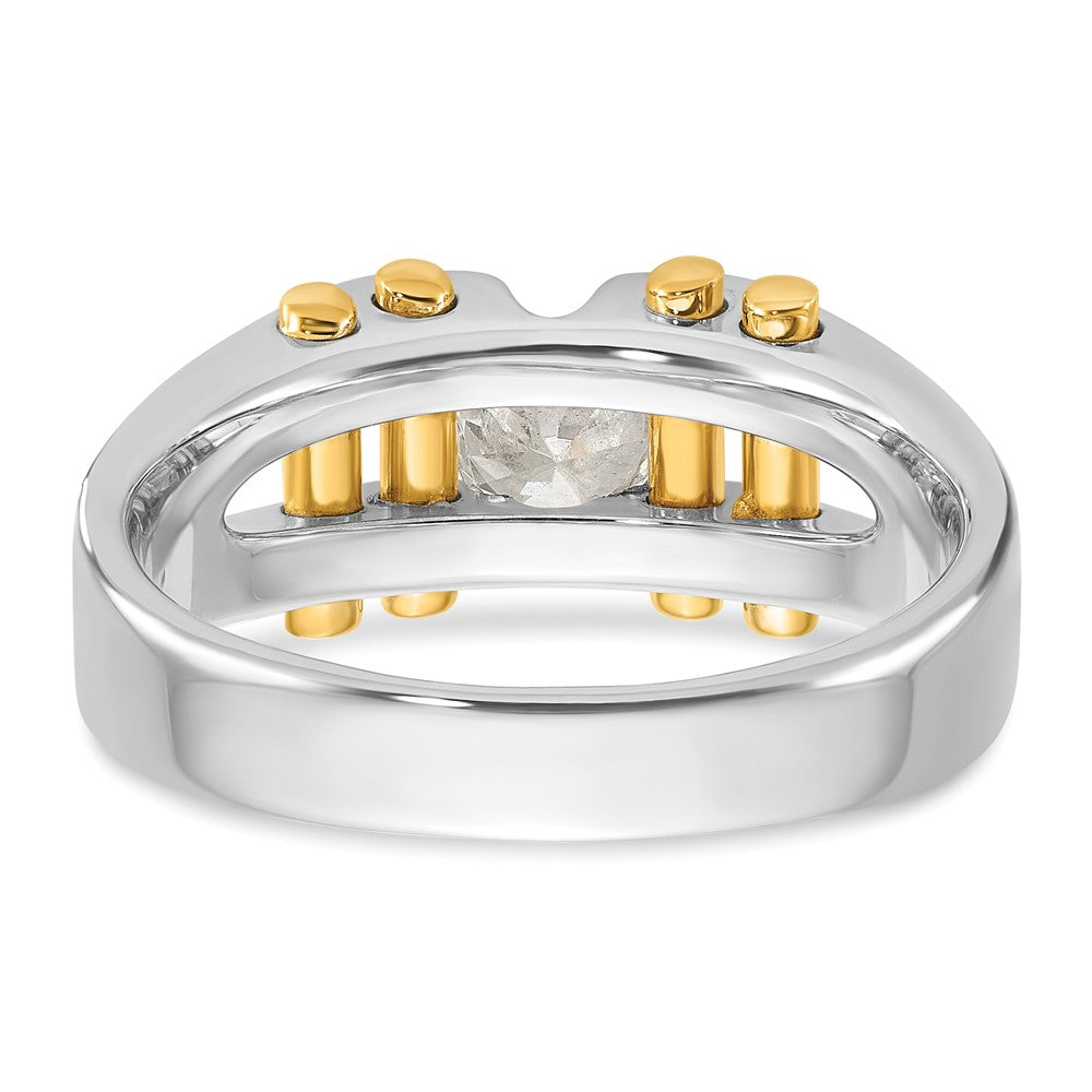14K Bicolor 0,375 ct. Laborgezüchteter Diamant VS/SI+ G+ Poliert und Satiniert Cut-Out Solitär Herrenring