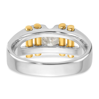 14K Bicolor 0,375 ct. Laborgezüchteter Diamant VS/SI+ G+ Poliert und Satiniert Cut-Out Solitär Herrenring