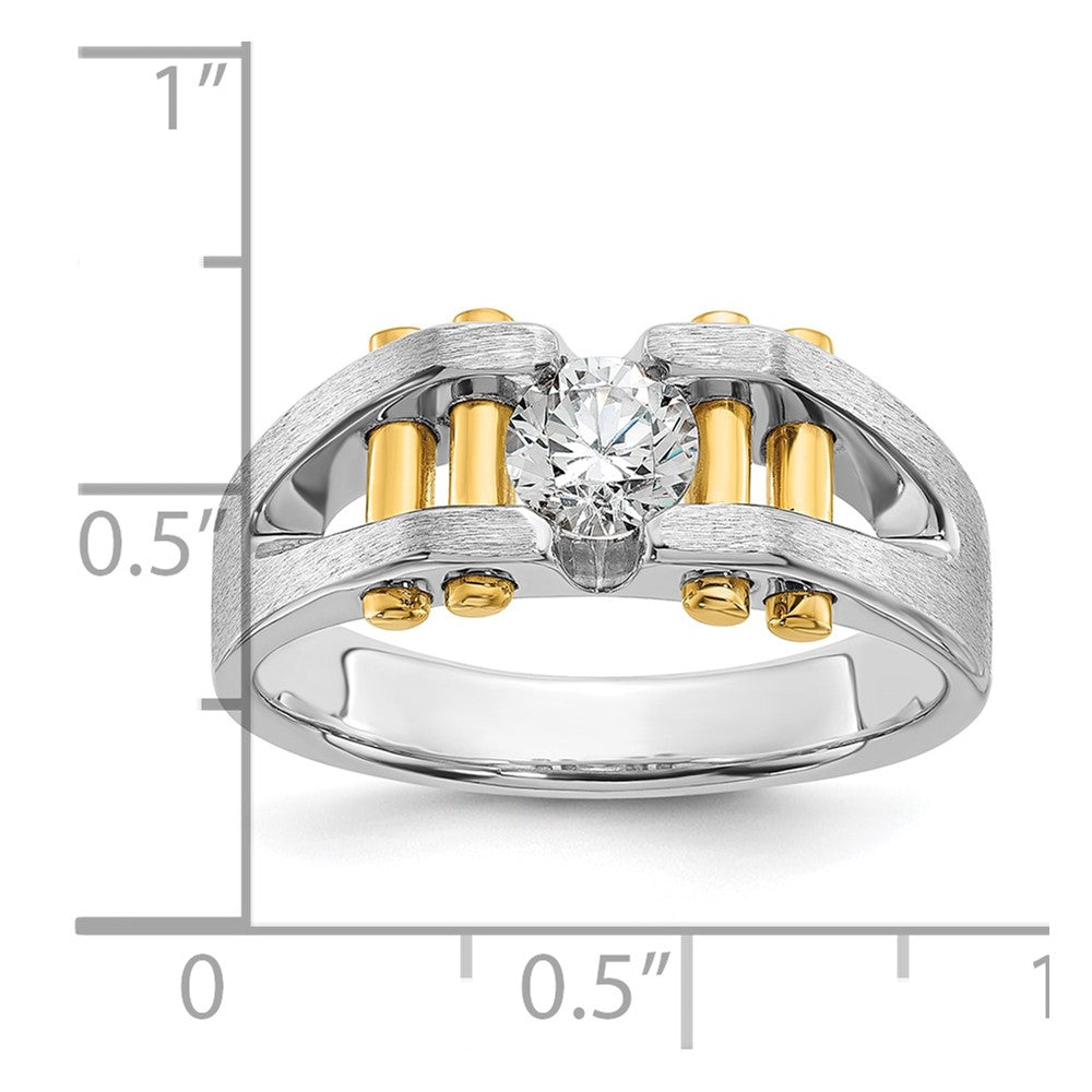 14K Bicolor 0,375 ct. Laborgezüchteter Diamant VS/SI+ G+ Poliert und Satiniert Cut-Out Solitär Herrenring