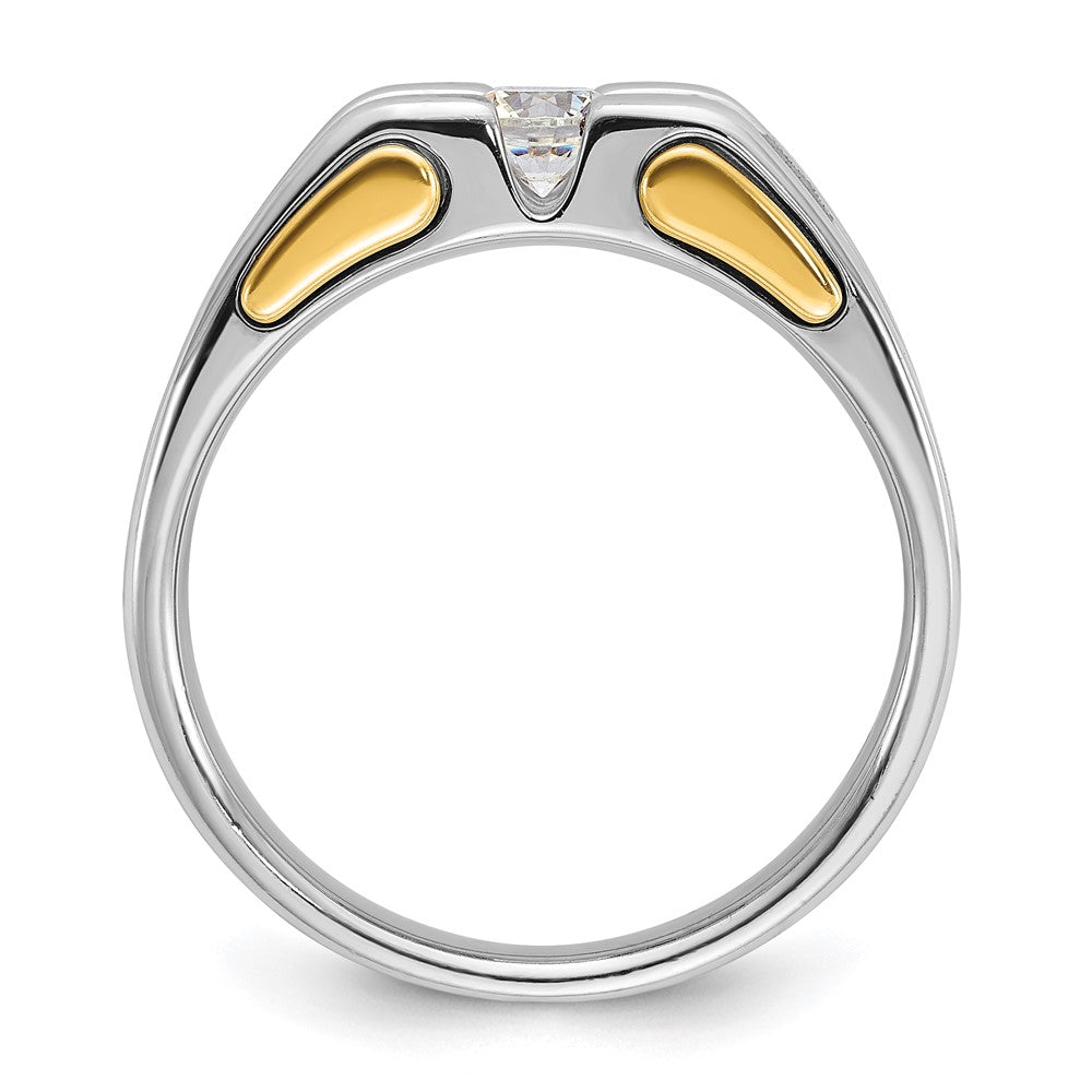 14K Bicolor Herrenring mit 0,5 ct. im Labor gezüchteten Diamanten VS/SI+ G+