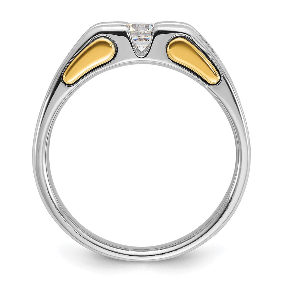 14K Bicolor Gold Herren-Ring mit 0,5K Diamanten, komplett besetzt