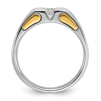 14K Bicolor Gold Herren-Ring mit 0,5K Diamanten, komplett besetzt