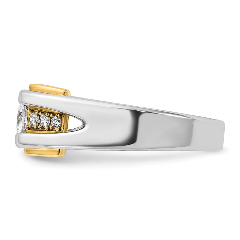 14K Bicolor Gold Herren-Ring mit 0,5K Diamanten, komplett besetzt