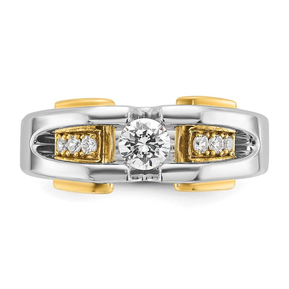 14K Bicolor Herrenring mit 0,5 ct. im Labor gezüchteten Diamanten VS/SI+ G+