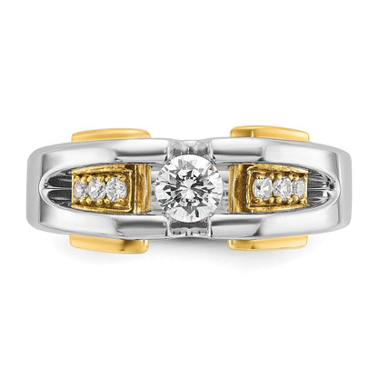 14K Bicolor Herrenring mit 0,5 ct. im Labor gezüchteten Diamanten VS/SI+ G+