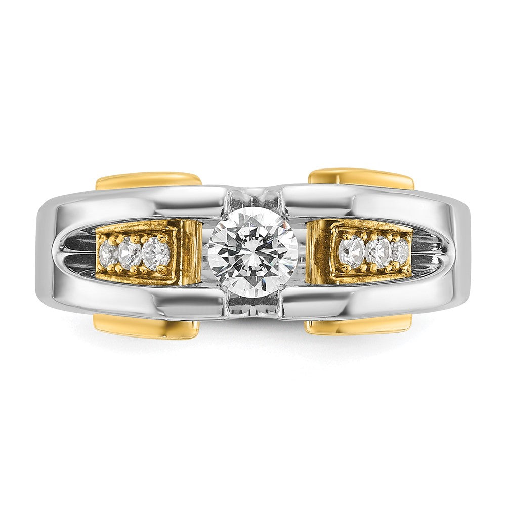 14K Bicolor Gold Herren-Ring mit 0,5K Diamanten, komplett besetzt