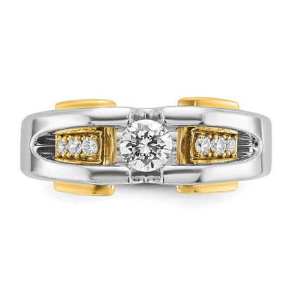 14K Bicolor Gold Herren-Ring mit 0,5K Diamanten, komplett besetzt