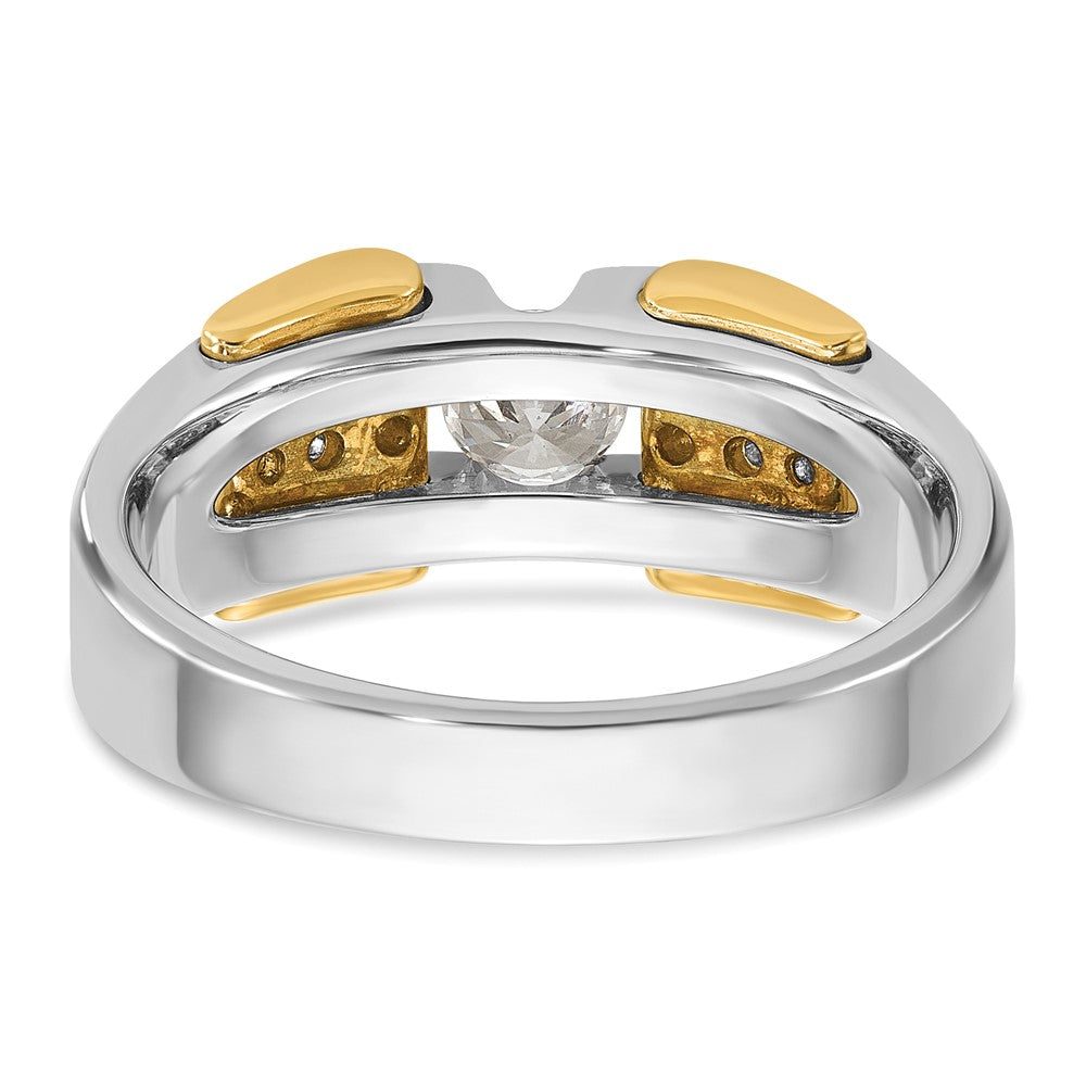 14K Bicolor Gold Herren-Ring mit 0,5K Diamanten, komplett besetzt