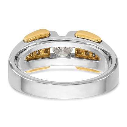 14K Bicolor Gold Herren-Ring mit 0,5K Diamanten, komplett besetzt