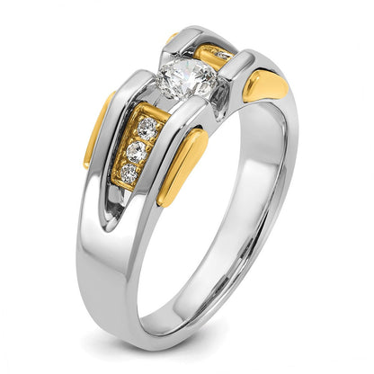 14K Bicolor Gold Herren-Ring mit 0,5K Diamanten, komplett besetzt