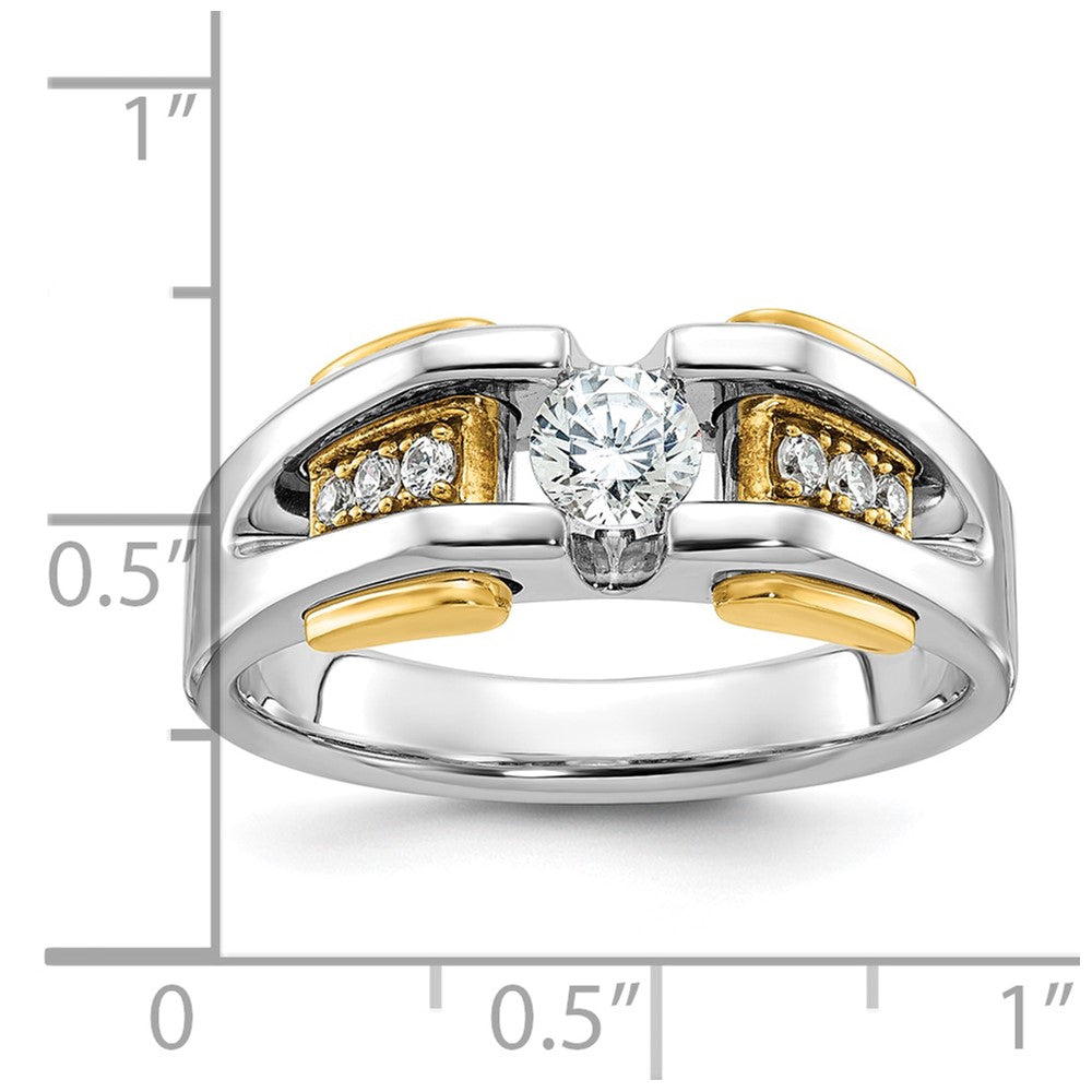 14K Bicolor Gold Herren-Ring mit 0,5K Diamanten, komplett besetzt