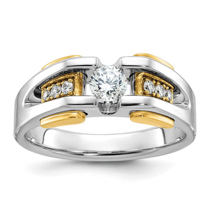14K Bicolor Gold Herren-Ring mit 0,5K Diamanten, komplett besetzt