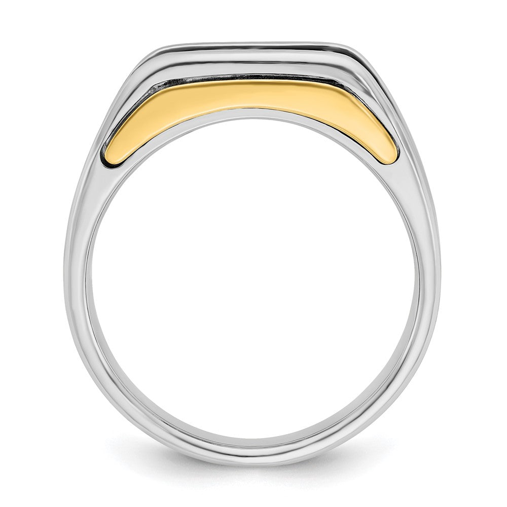 14K Bicolor Ring mit 1 ct. Laborgezüchteten Diamanten VS/SI+ G+, Drei-Steine-Design, Herren