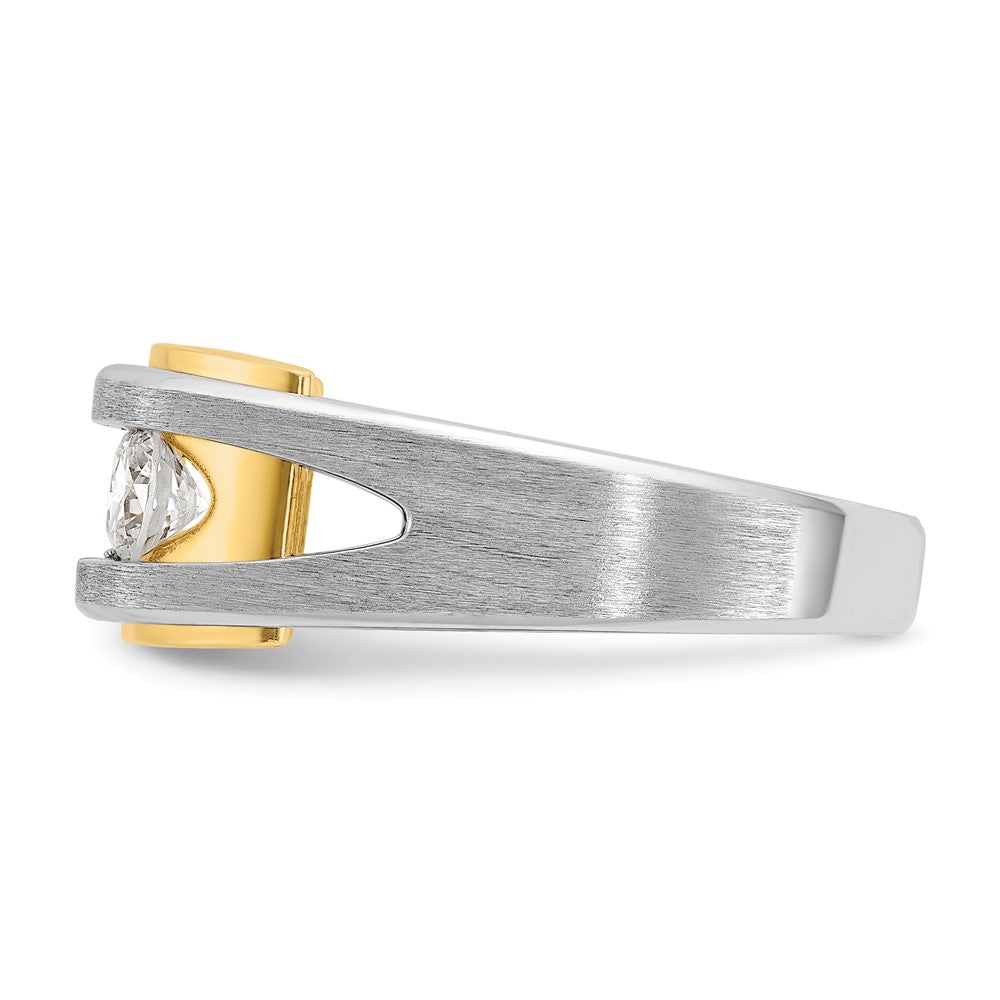 14K Bicolor Ring mit 1 ct. Laborgezüchteten Diamanten VS/SI+ G+, Drei-Steine-Design, Herren