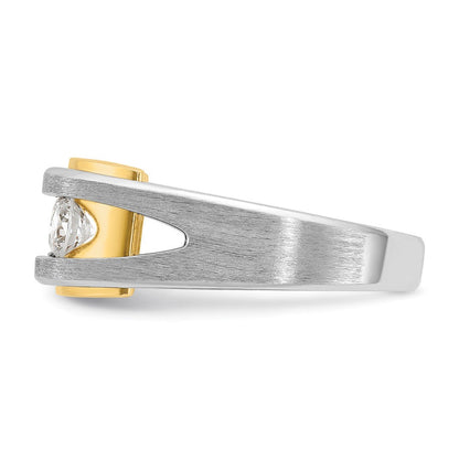 14K Bicolor Ring mit 1 ct. Laborgezüchteten Diamanten VS/SI+ G+, Drei-Steine-Design, Herren