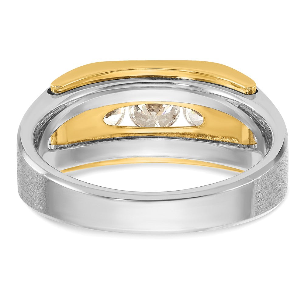 14K Bicolor Ring mit 1 ct. Laborgezüchteten Diamanten VS/SI+ G+, Drei-Steine-Design, Herren