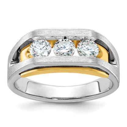 14K Bicolor Ring mit 1 ct. Laborgezüchteten Diamanten VS/SI+ G+, Drei-Steine-Design, Herren