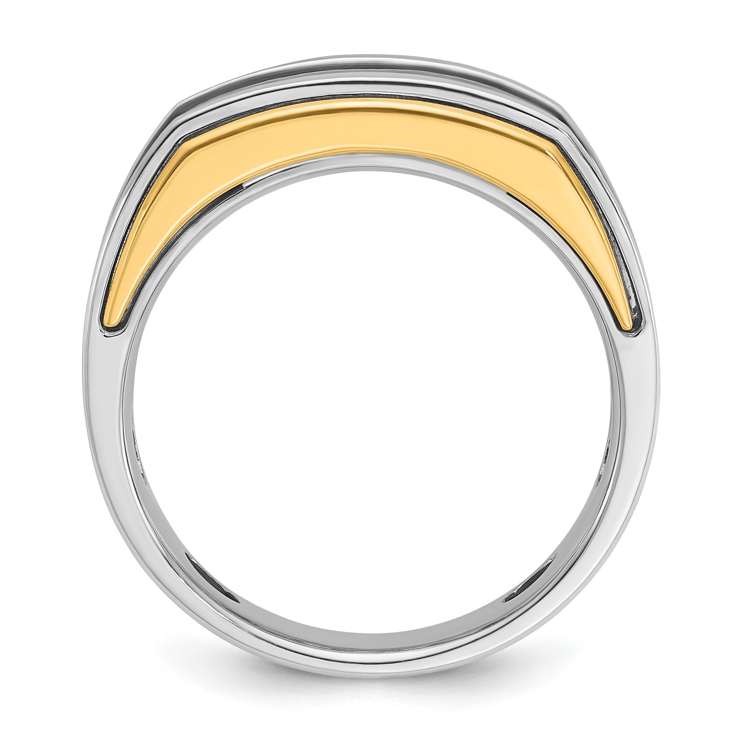 14K Bicolor-Gold Herren-Ring mit 0,5K Diamanten, komplett besetzt