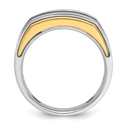 14K Bicolor-Gold Herren-Ring mit 0,5K Diamanten, komplett besetzt
