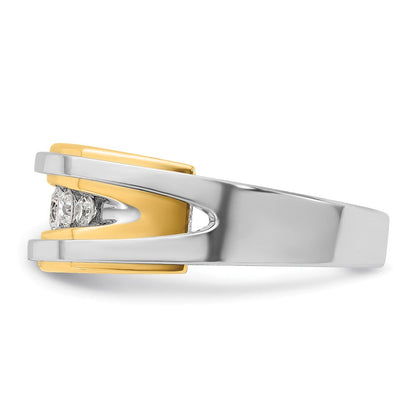 14K Bicolor-Gold Herren-Ring mit 0,5K Diamanten, komplett besetzt