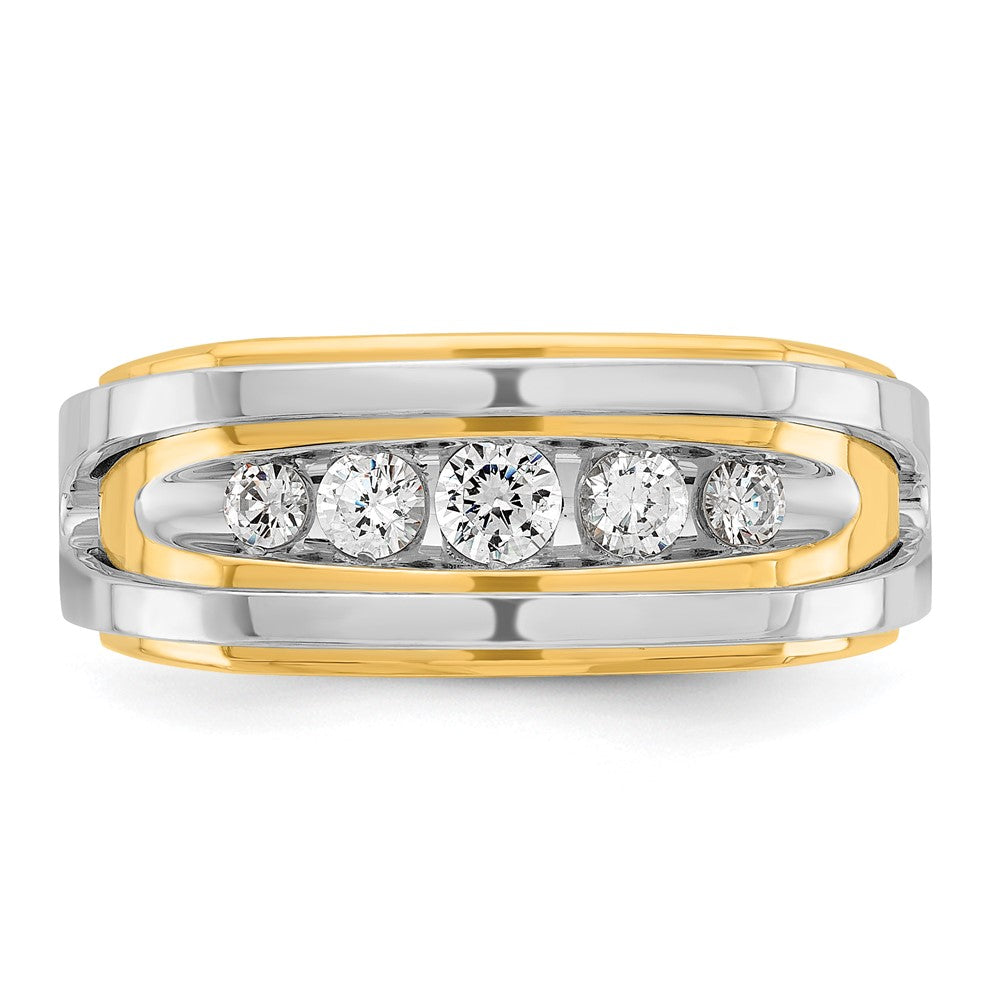 14K Bicolor-Gold Herren-Ring mit 0,5K Diamanten, komplett besetzt