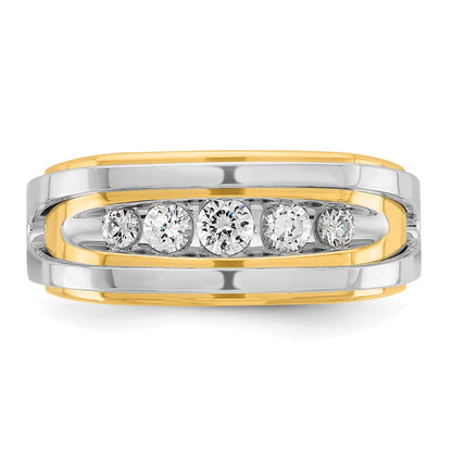 14K Bicolor-Gold Herren-Ring mit 0,5K Diamanten, komplett besetzt