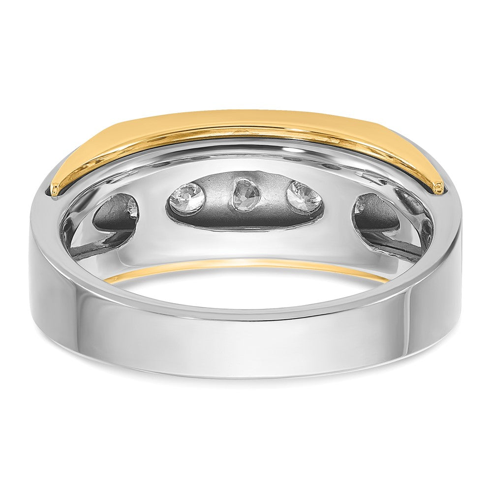 14K Bicolor-Gold Herren-Ring mit 0,5K Diamanten, komplett besetzt