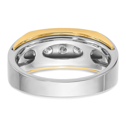 14K Bicolor-Gold Herren-Ring mit 0,5K Diamanten, komplett besetzt