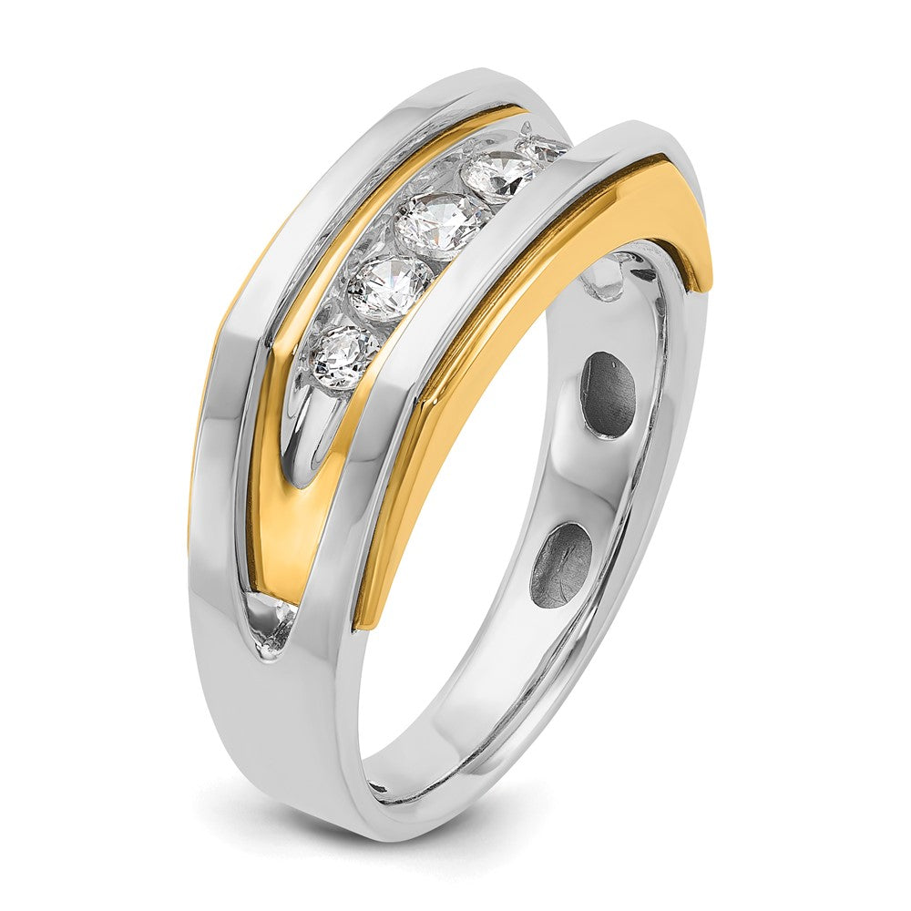 14K Bicolor-Gold Herren-Ring mit 0,5K Diamanten, komplett besetzt