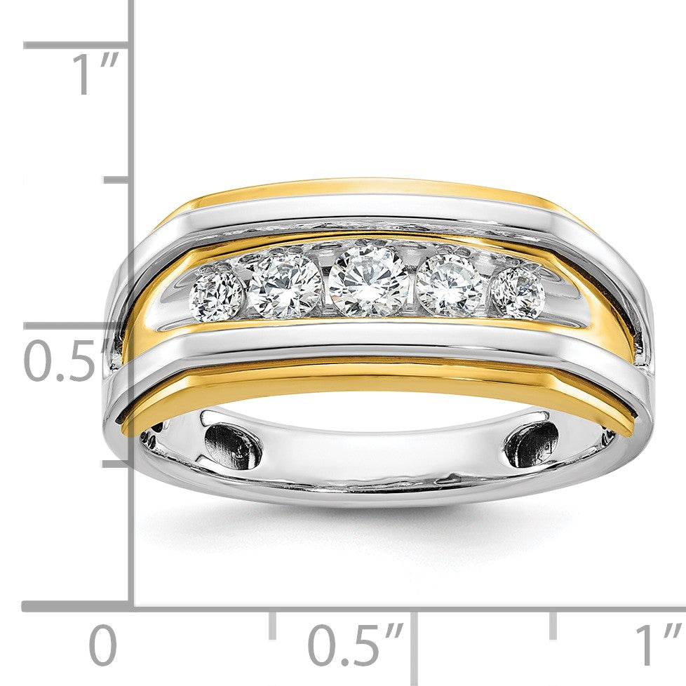 14K Bicolor-Gold Herren-Ring mit 0,5K Diamanten, komplett besetzt
