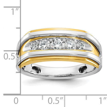 14K Bicolor-Gold Herren-Ring mit 0,5K Diamanten, komplett besetzt