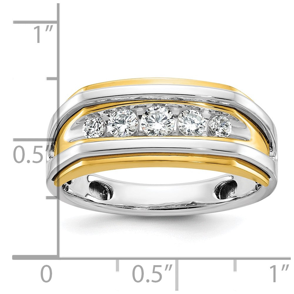 14K Bicolor-Gold Herren-Ring mit 0,5K Diamanten, komplett besetzt