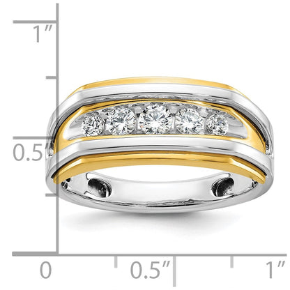 14K Bicolor-Gold Herren-Ring mit 0,5K Diamanten, komplett besetzt