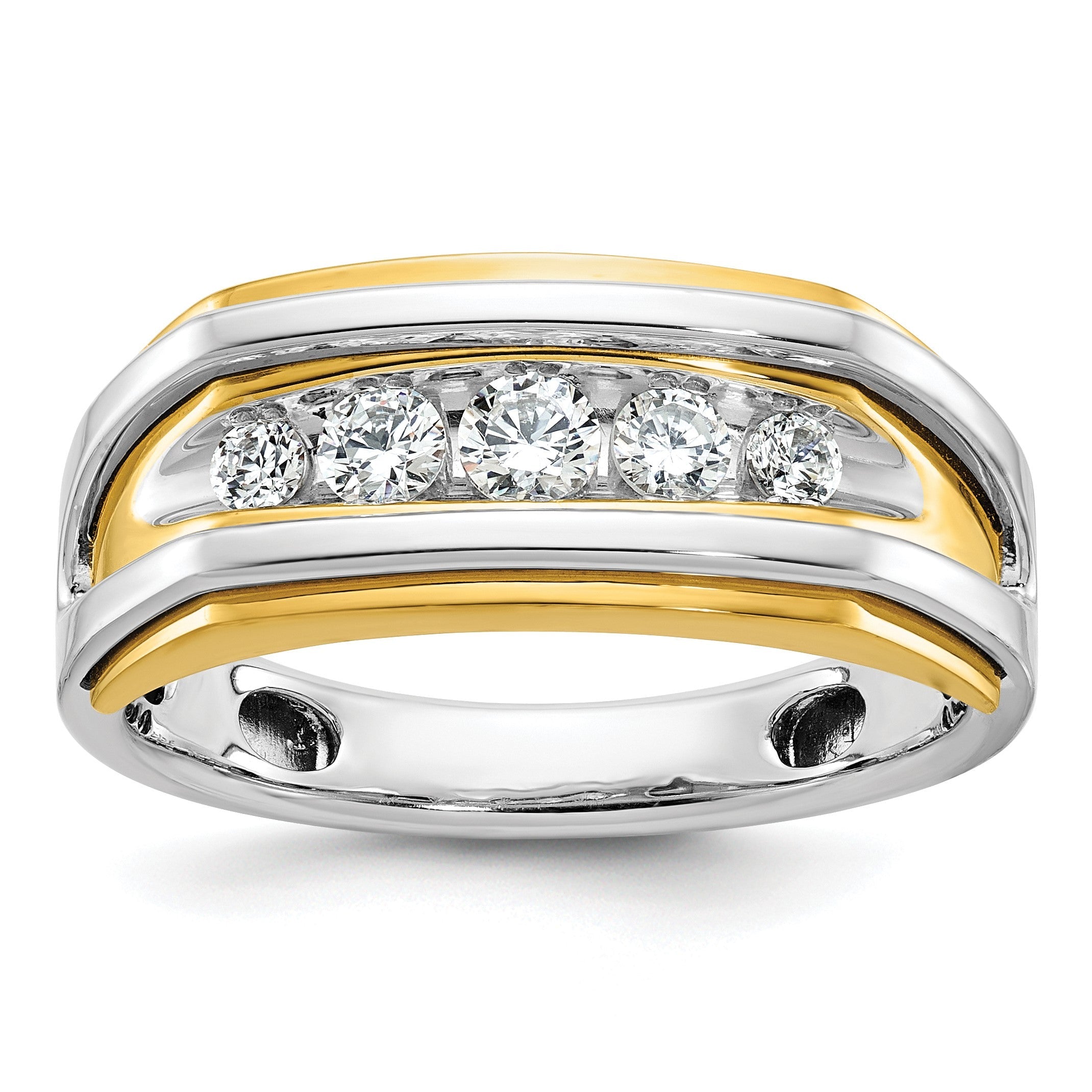 14K Bicolor-Gold Herren-Ring mit 0,5K Diamanten, komplett besetzt