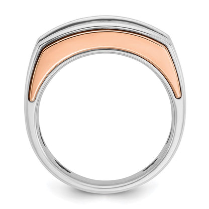 14K Weiß-/Roségold Zweifarbiger Ring für Herren mit Rosé- und Weißgold, 1 ct. Laborgezüchteten Diamanten VS/SI+ G+, Fünf-Stein-Design mit Ausschnitten