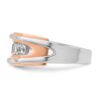 14K Weiß-/Roségold zweifarbig Herren-Diamantring, 1K, komplett