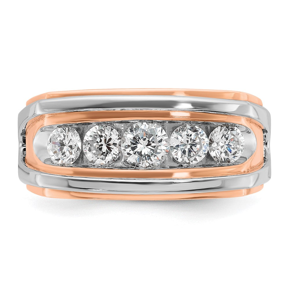 14K Weiß-/Roségold zweifarbig Herren-Diamantring, 1K, komplett