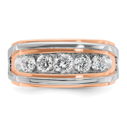 14K Weiß-/Roségold zweifarbig Herren-Diamantring, 1K, komplett