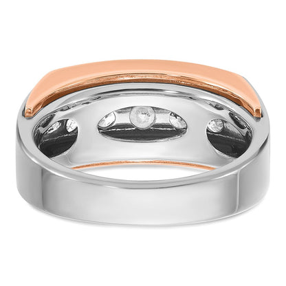 14K Weiß-/Roségold zweifarbig Herren-Diamantring, 1K, komplett