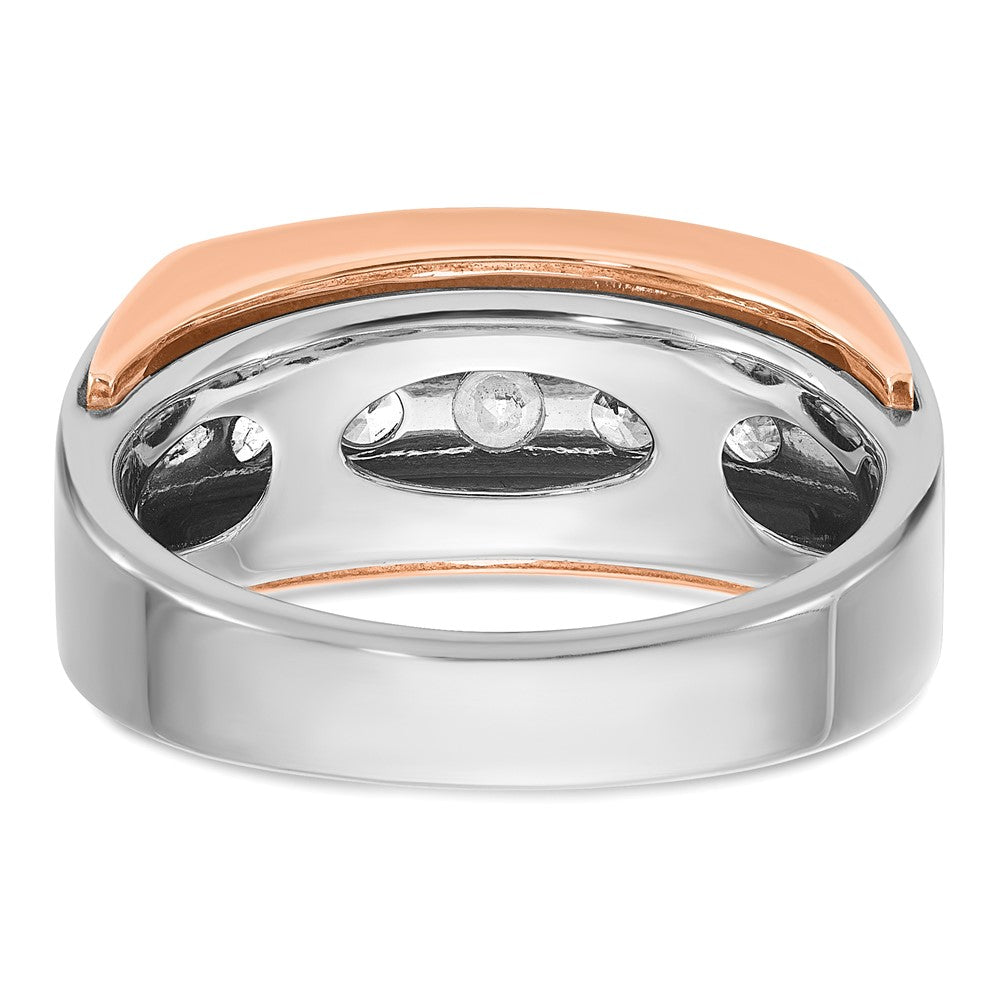 14K Weiß-/Roségold Zweifarbiger Ring für Herren mit Rosé- und Weißgold, 1 ct. Laborgezüchteten Diamanten VS/SI+ G+, Fünf-Stein-Design mit Ausschnitten