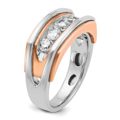 14K Weiß-/Roségold zweifarbig Herren-Diamantring, 1K, komplett