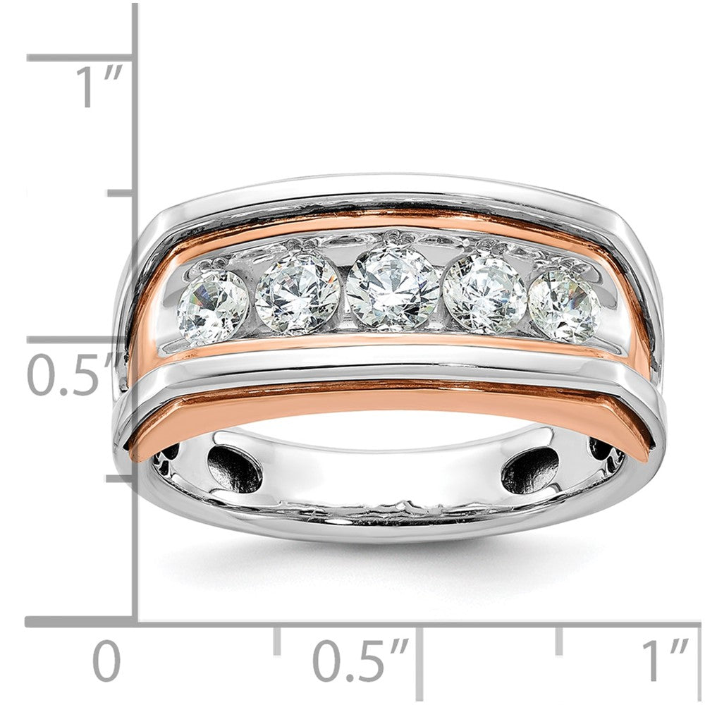 14K Weiß-/Roségold zweifarbig Herren-Diamantring, 1K, komplett