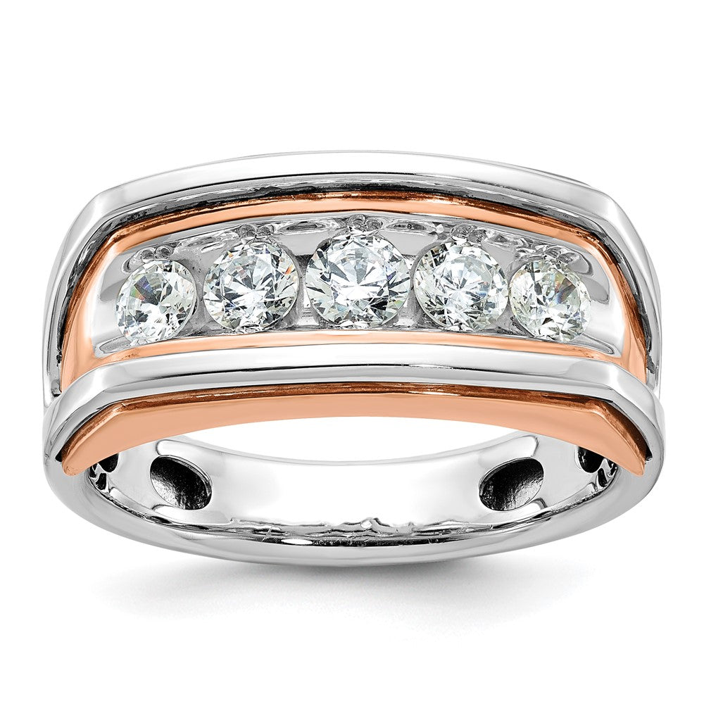 14K Weiß-/Roségold zweifarbig Herren-Diamantring, 1K, komplett
