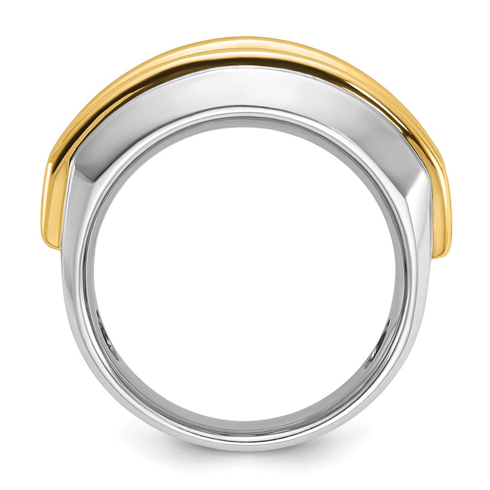 14K Bicolor-Gold Diamant-Ring für Herren, 1,5K, komplett besetzt