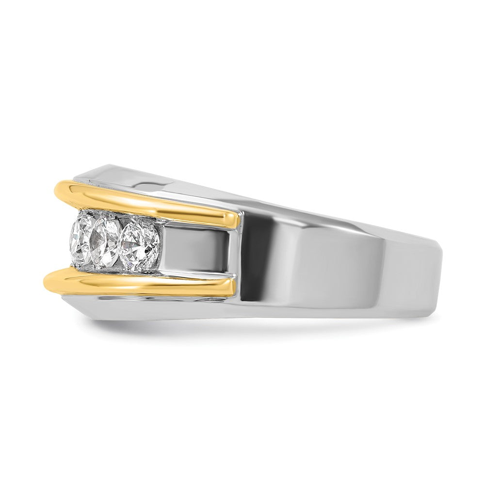 14K Bicolor-Gold Diamant-Ring für Herren, 1,5K, komplett besetzt